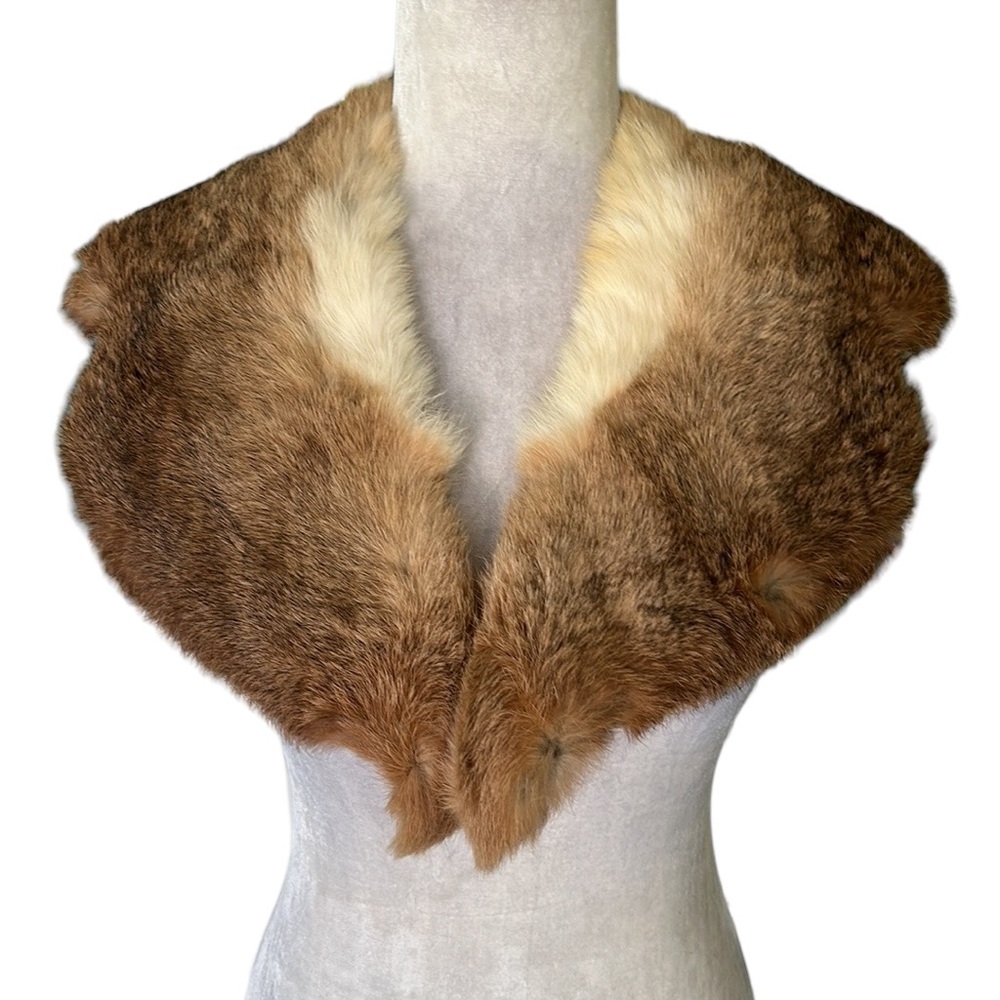 Vintage Genuine Fur 3 Toned Notched Stole Wrap